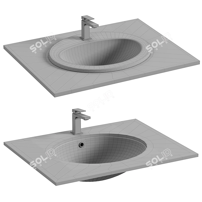 beWash Balaton Washbasin in Glossy White 3D model image 2