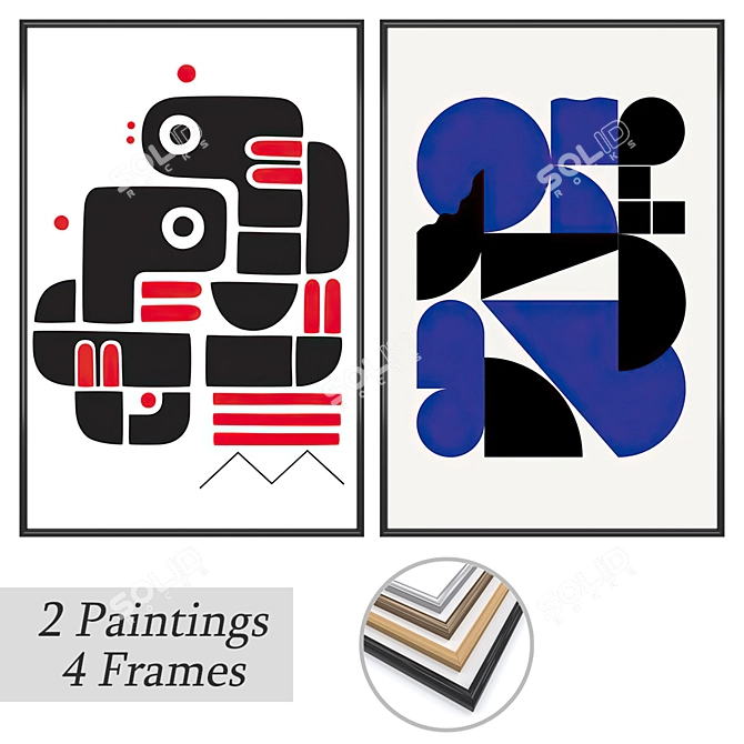 Wall Art Set with Frames 3D model image 1