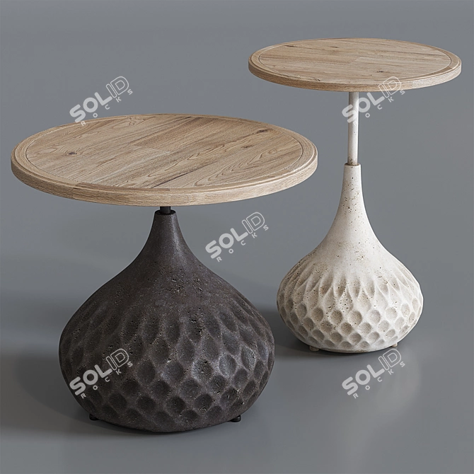 Retro American Round Small Table 3D model image 2