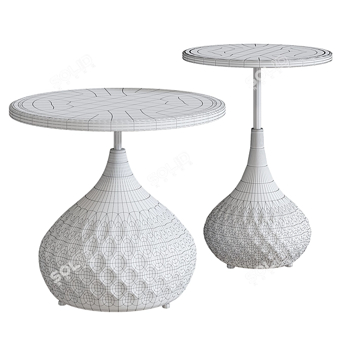 Retro American Round Small Table 3D model image 3