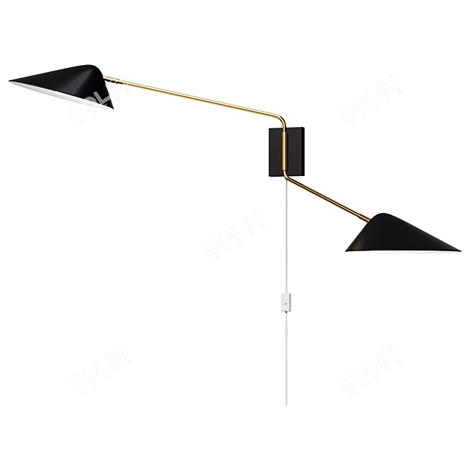 Modern Black Swing Arm Sconce 3D model image 1