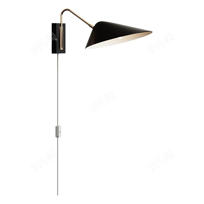 Swing Arm Wall Sconce Black 3D model image 1