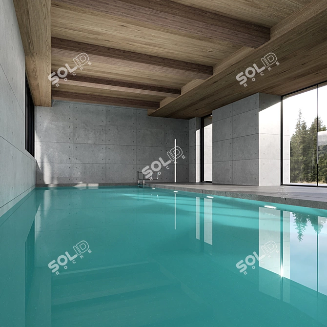 Roofed Swimming Pool Model - VRAY & CORONA 3D model image 2