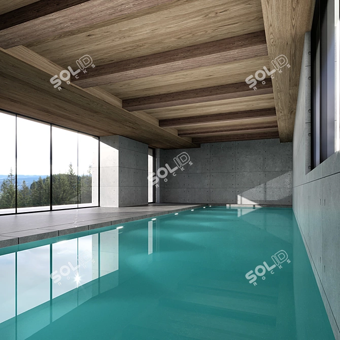 Roofed Swimming Pool Model - VRAY & CORONA 3D model image 3