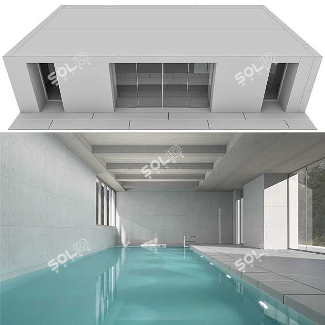 Roofed Swimming Pool Model - VRAY & CORONA 3D model image 5