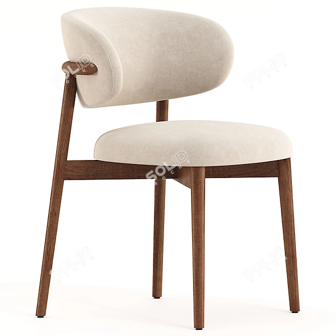 Elegant Oleandro Wood Dining Chair 3D model image 1