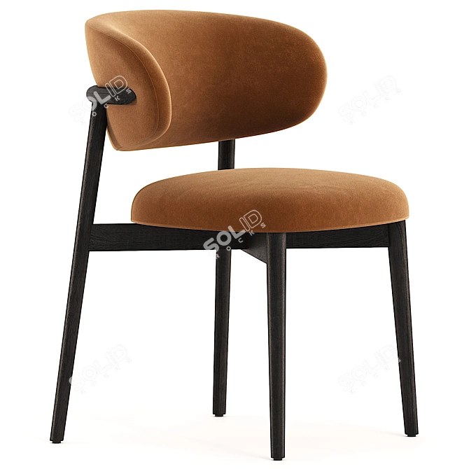 Elegant Oleandro Wood Dining Chair 3D model image 2