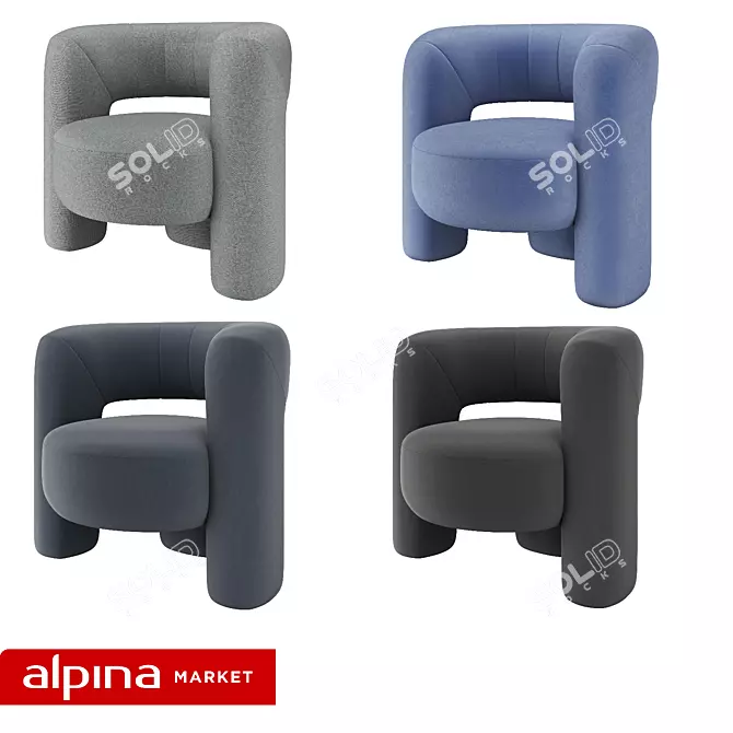 Zampa Boucle Accent Chair 3D model image 4