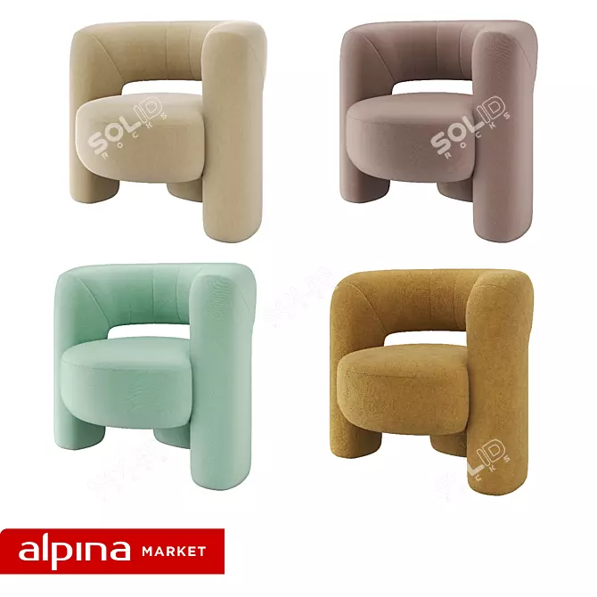 Zampa Boucle Accent Chair 3D model image 5