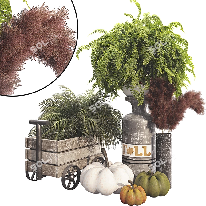 Spooky Halloween Outdoor Plant Set 3D model image 1