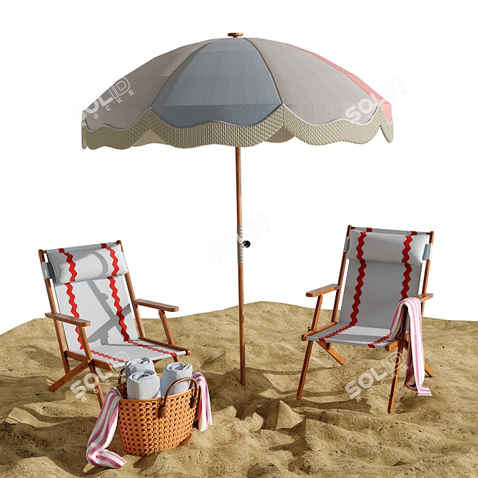 Modern Beach Lounge Outdoor Set 3D model image 1