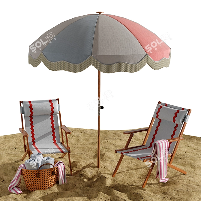 Modern Beach Lounge Outdoor Set 3D model image 3