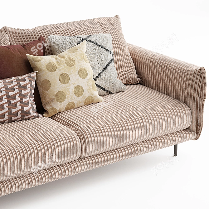 Modern Mink 3-Seater Sofa 3D model image 2