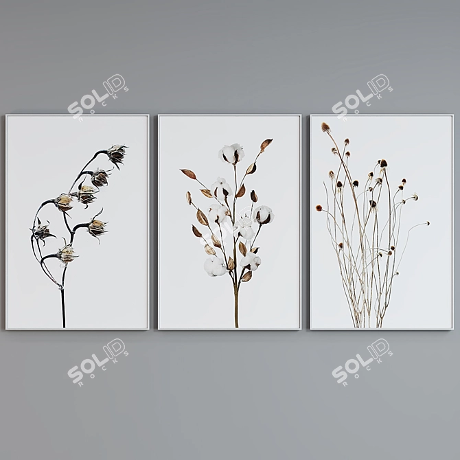 Modern Botanical Picture Frame Set 3D model image 3