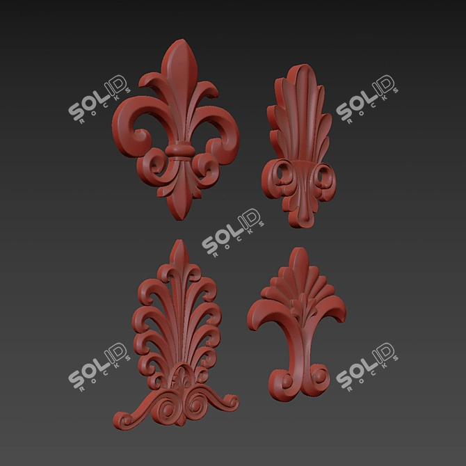 Elegant 3D Ornament Duo Render 3D model image 6