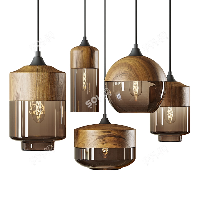 Vintage Glass Pendant Light 3D model image 1