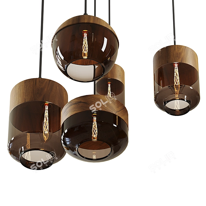 Vintage Glass Pendant Light 3D model image 2