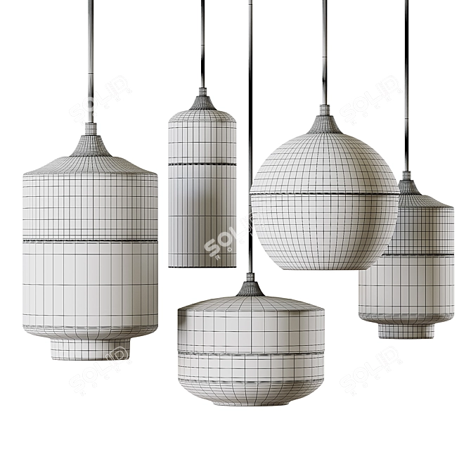 Vintage Glass Pendant Light 3D model image 3