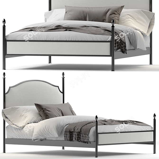 Elegant Sinead Metal Queen Bed 3D model image 1