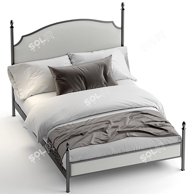 Elegant Sinead Metal Queen Bed 3D model image 2