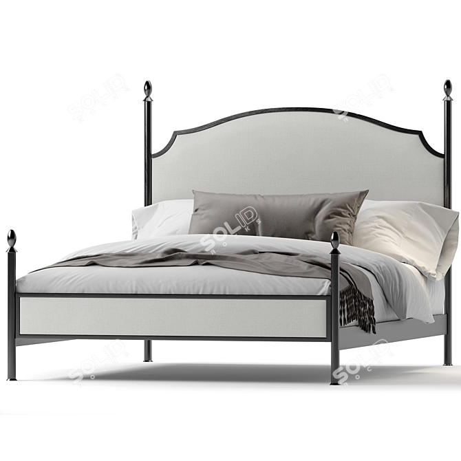 Elegant Sinead Metal Queen Bed 3D model image 3