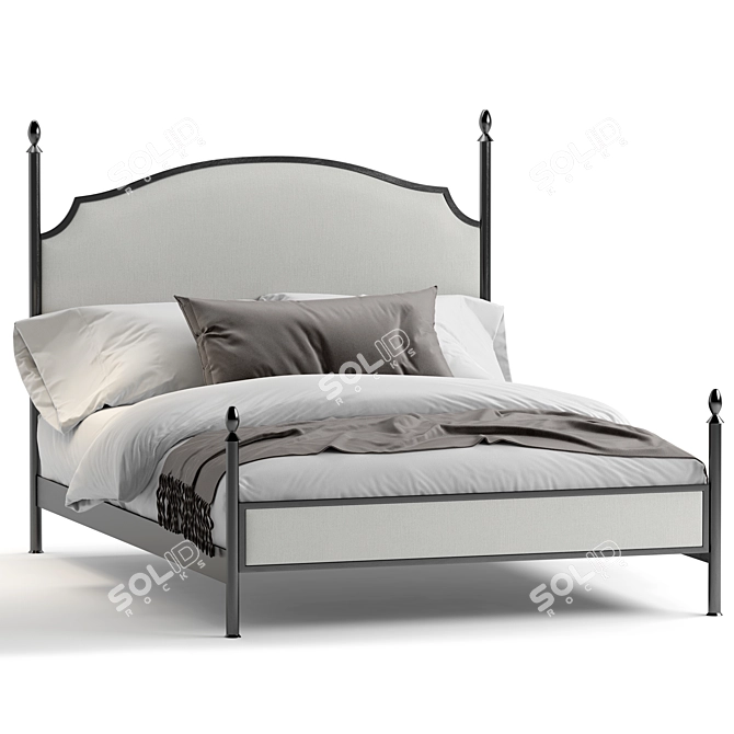 Elegant Sinead Metal Queen Bed 3D model image 4
