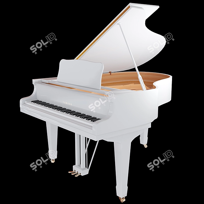 Yamaha C3 Acoustic Grand Piano 3D model image 2