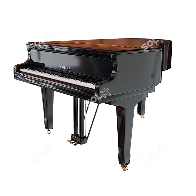 Yamaha C3 Acoustic Grand Piano 3D model image 4