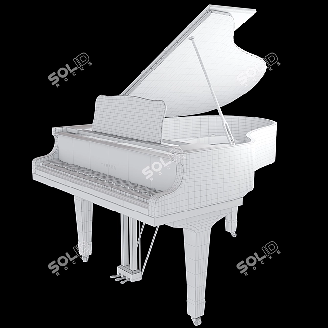 Yamaha C3 Acoustic Grand Piano 3D model image 8