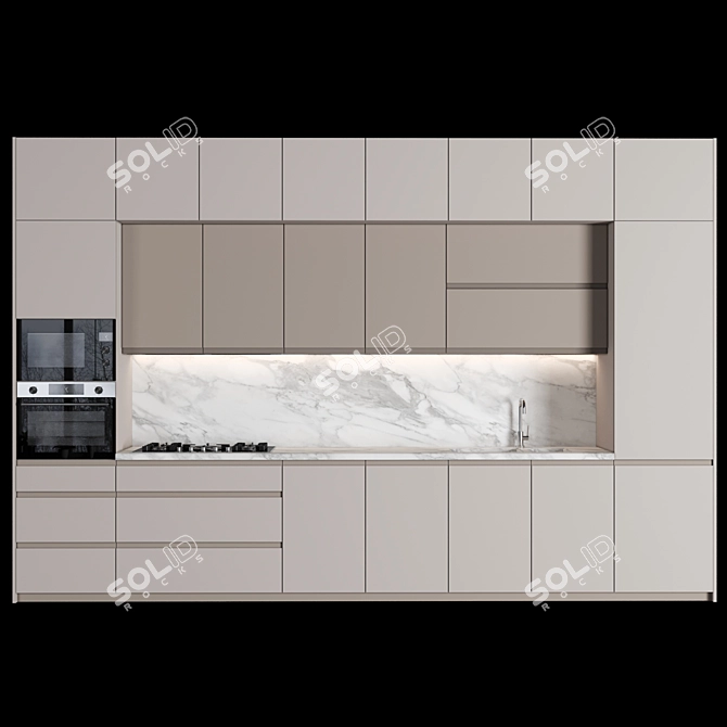 Modern Modular Kitchen Design 3D model image 1