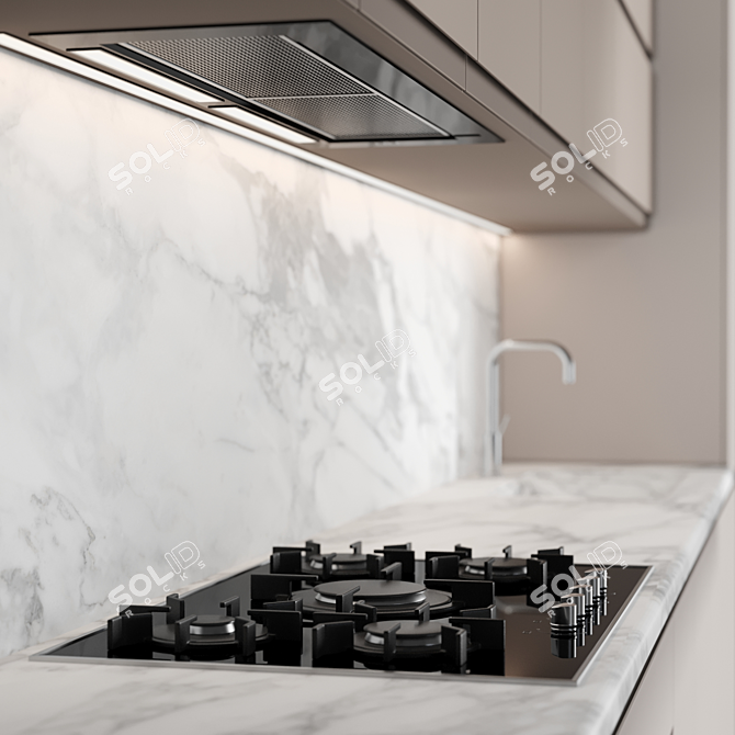 Modern Modular Kitchen Design 3D model image 2