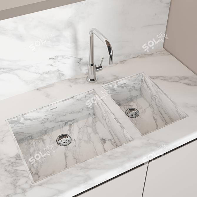 Modern Modular Kitchen Design 3D model image 3