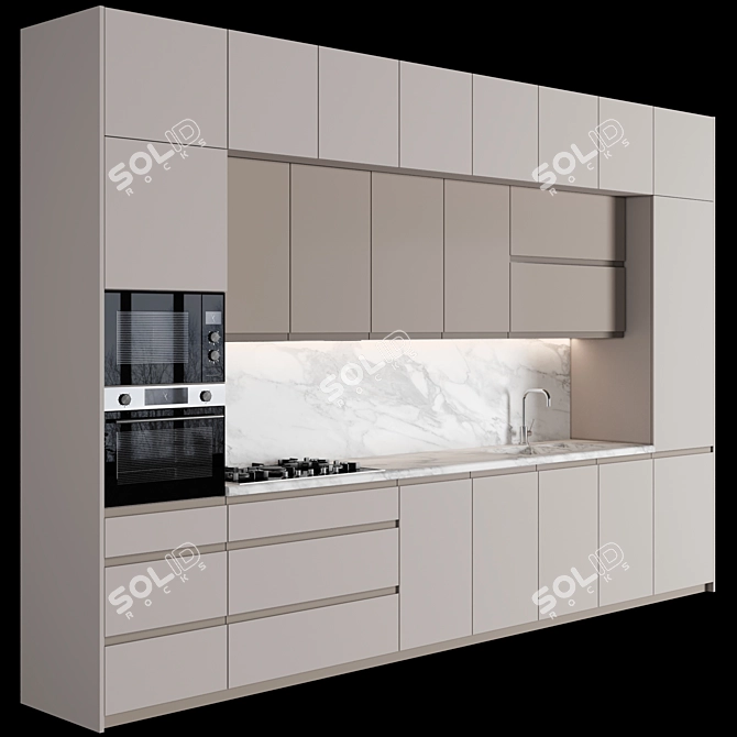 Modern Modular Kitchen Design 3D model image 4