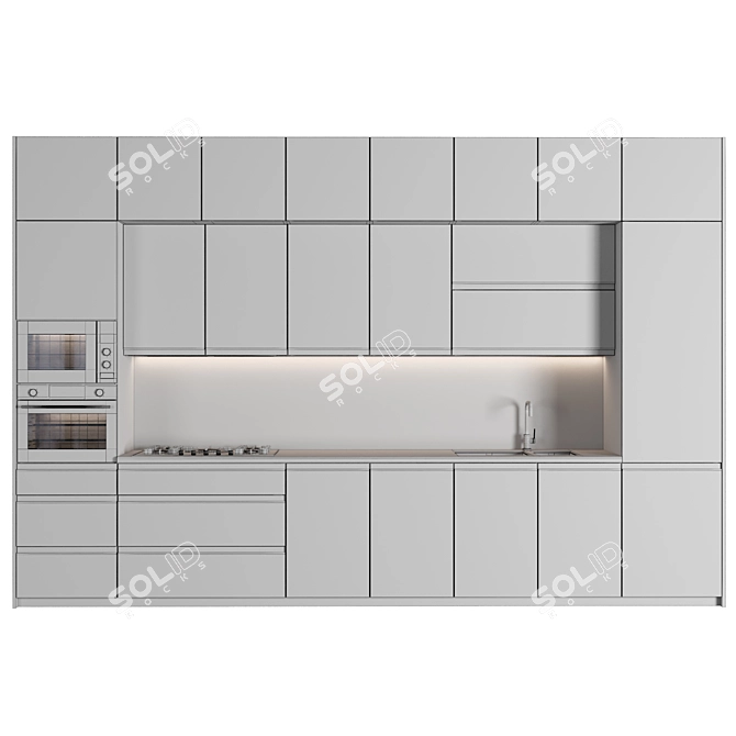 Modern Modular Kitchen Design 3D model image 5