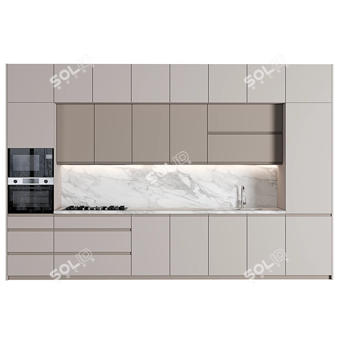 Modern Modular Kitchen Design 3D model image 6
