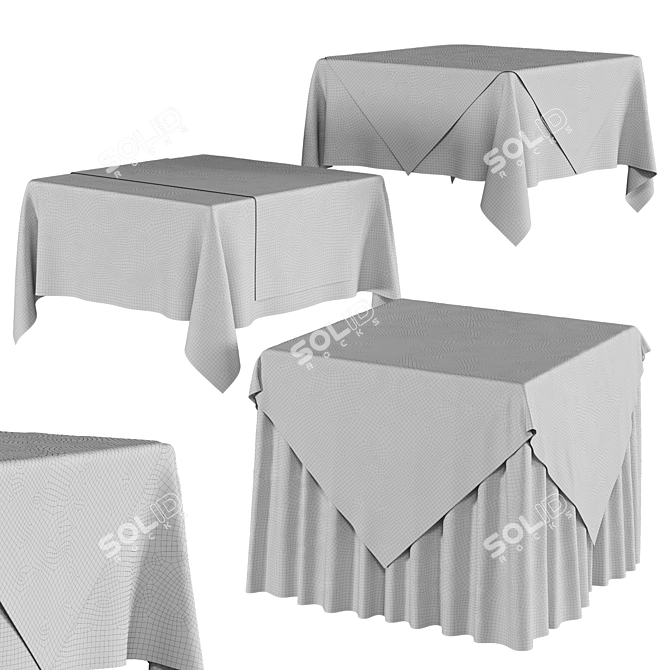 Square Tablecloth in Cotton Silk & Velvet 3D model image 3