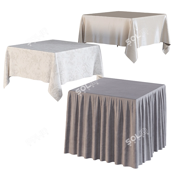 Square Tablecloth in Cotton Silk & Velvet 3D model image 5