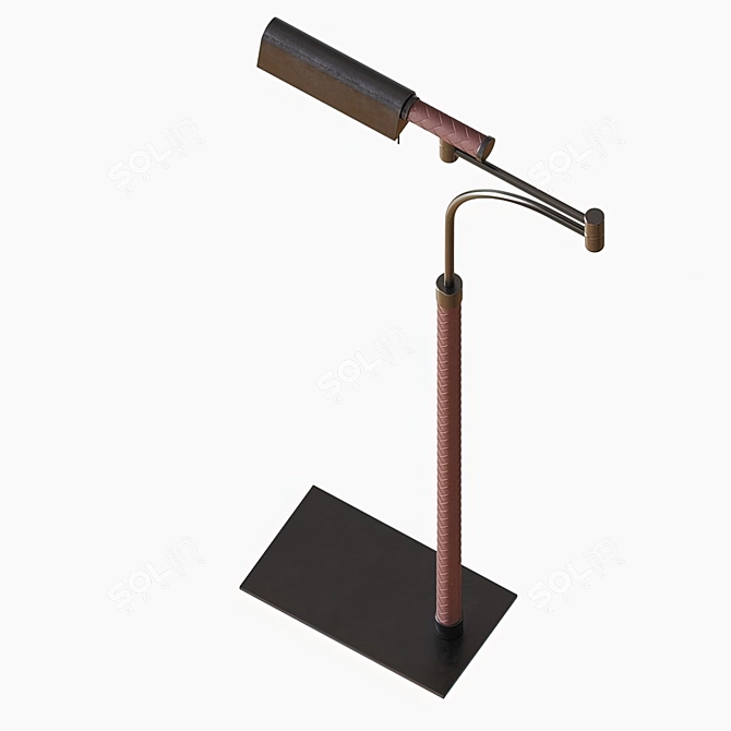 Gunmetal Steel Intrecciato Leather Floor Lamp 3D model image 2