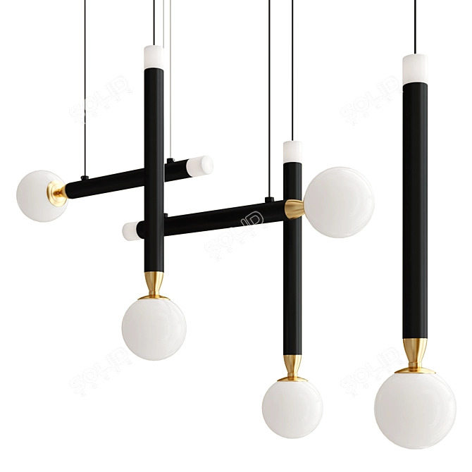 Elegant Opal Glass Lighting Collection 3D model image 1