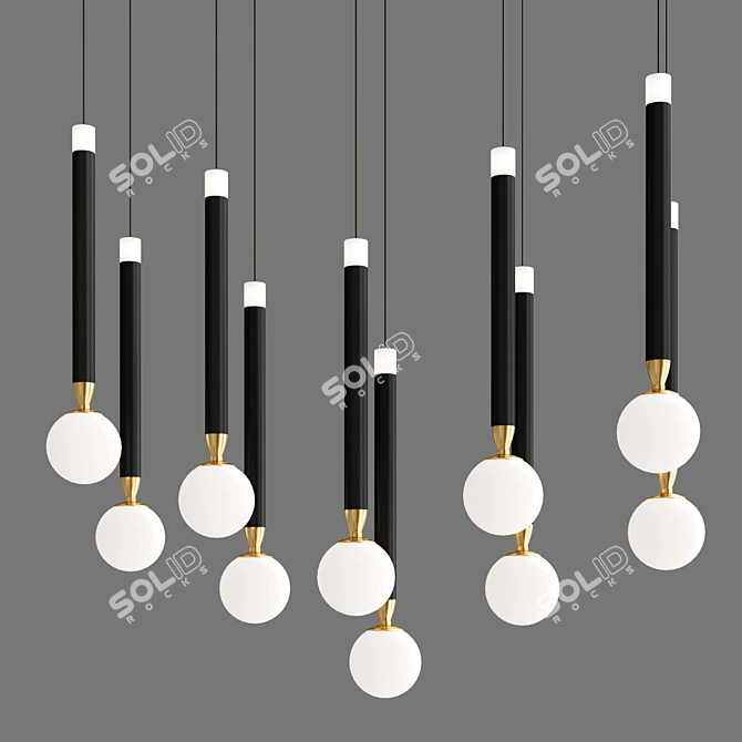 Elegant Opal Glass Lighting Collection 3D model image 2