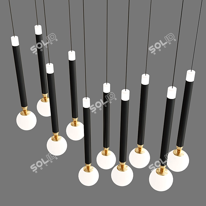 Elegant Opal Glass Lighting Collection 3D model image 3