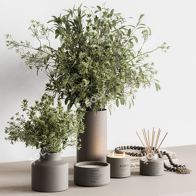 Potted Plant & Vase Duo 3D model image 1