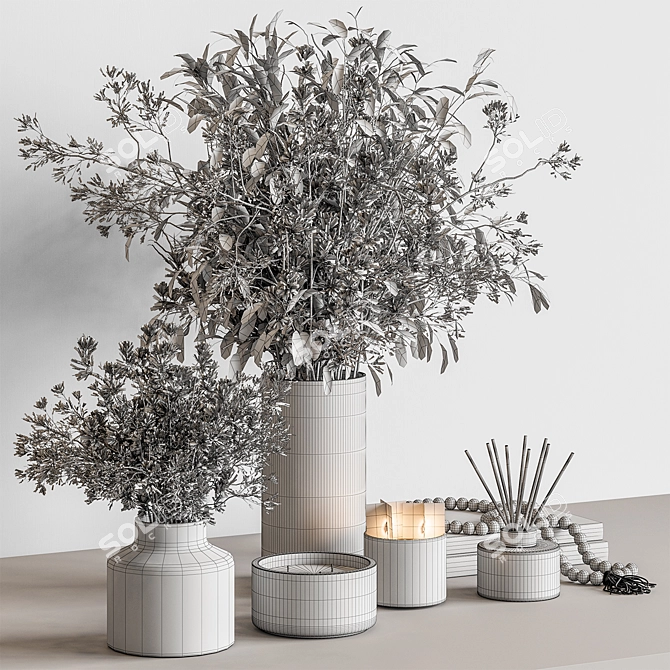 Potted Plant & Vase Duo 3D model image 5