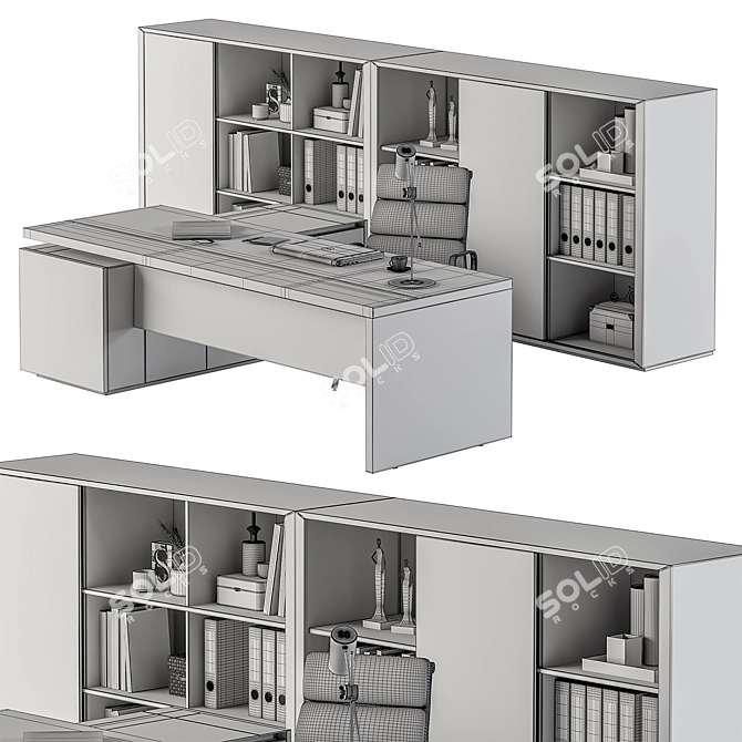 Executive Office Desk - Modern Design 3D model image 5