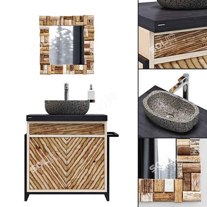 Archpole Vanity Set with Granite Sink 3D model image 6