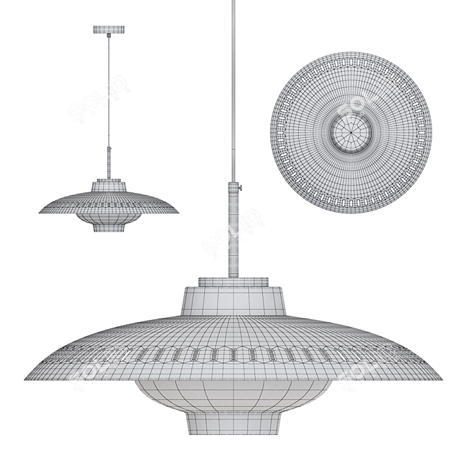 Industrial LED Disk Lamp Alrik 3D model image 3
