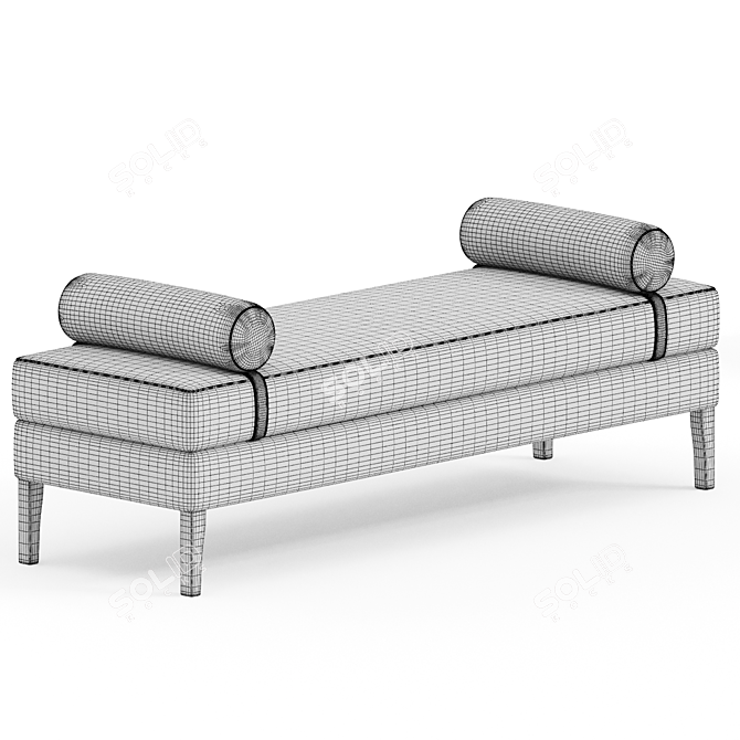 Luxurious Elegance Fabric Bench 3D model image 3