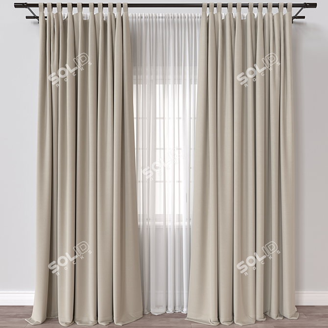 Multi-Format Curtain with 162k Polygons 3D model image 1