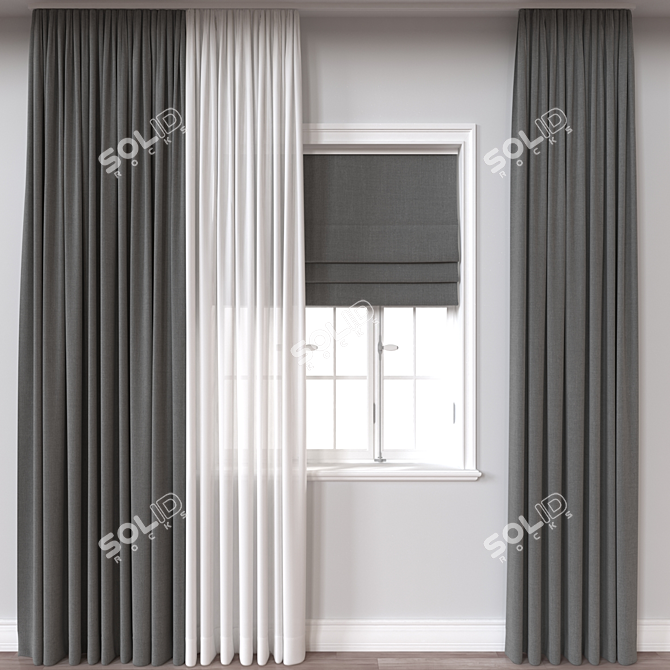 3D Curtains Model with Multiple Formats 3D model image 1