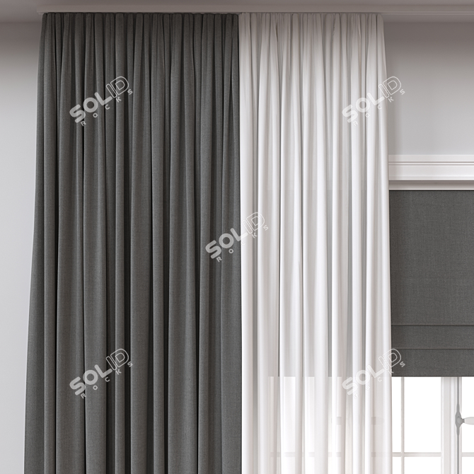 3D Curtains Model with Multiple Formats 3D model image 2